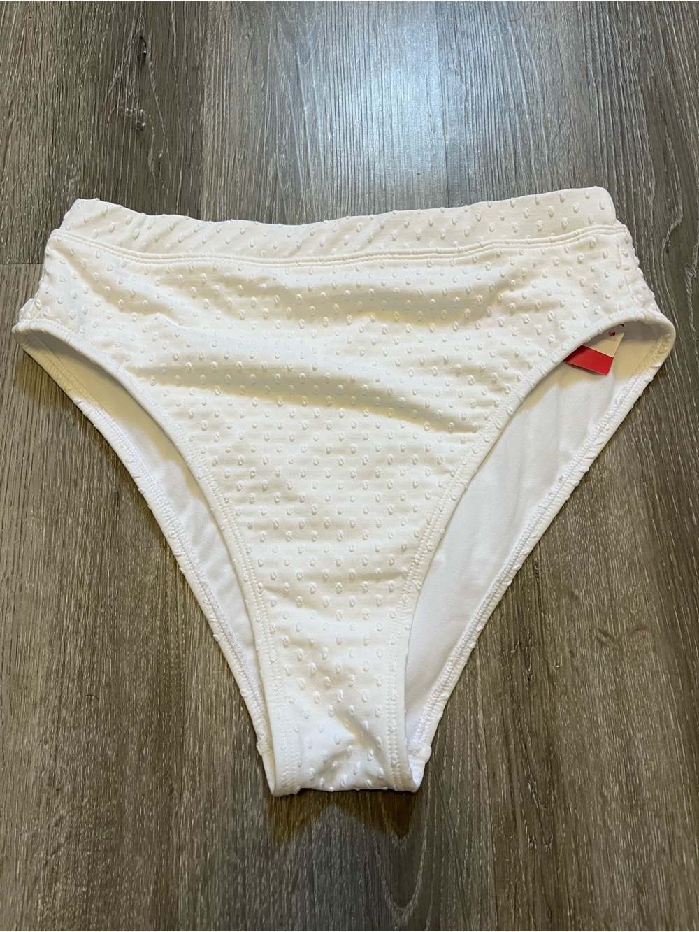 Xhilaration White Textured High-Cut Swim Bottom